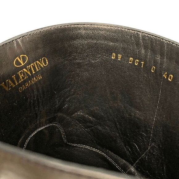 Valentino Garavani Leather Rockstud Platform Biker Boots EU 40 US 10 Black - Picture 11 of 12